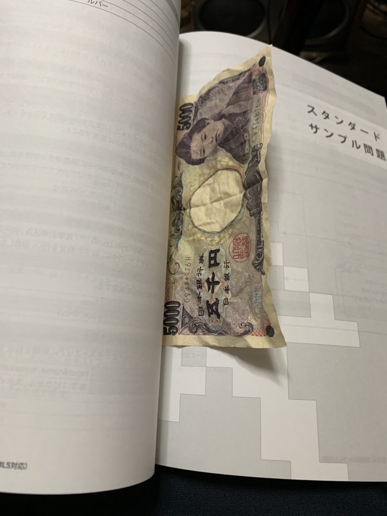 お金を本に挟んでみました